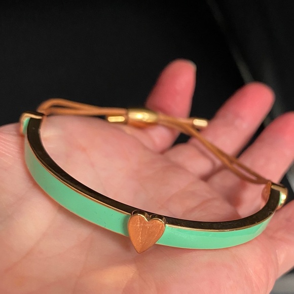 FOSSIL Teal Heart Cuff Bracelet Leather Cord Adjustable - Picture 2 of 5
